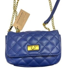 J crew blue quilted leather mini bag crossbody